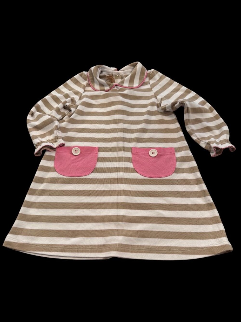 The Beaufort Bonnet Company Girls Striped Dress With Pink Pockets Size 7